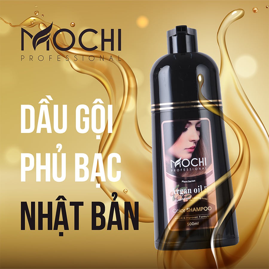 Dầu Gội Phủ Bạc Mochi 500ml - DẦU GỘI NHUỘM TÓC THẢO DƯỢC - Màu Đen/Nâu Hạt Dẻ - Chính Hãng - Top1 Pharmacy