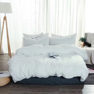 Set Chăn Ga Gối Cotton Đũi Trắng Trơn