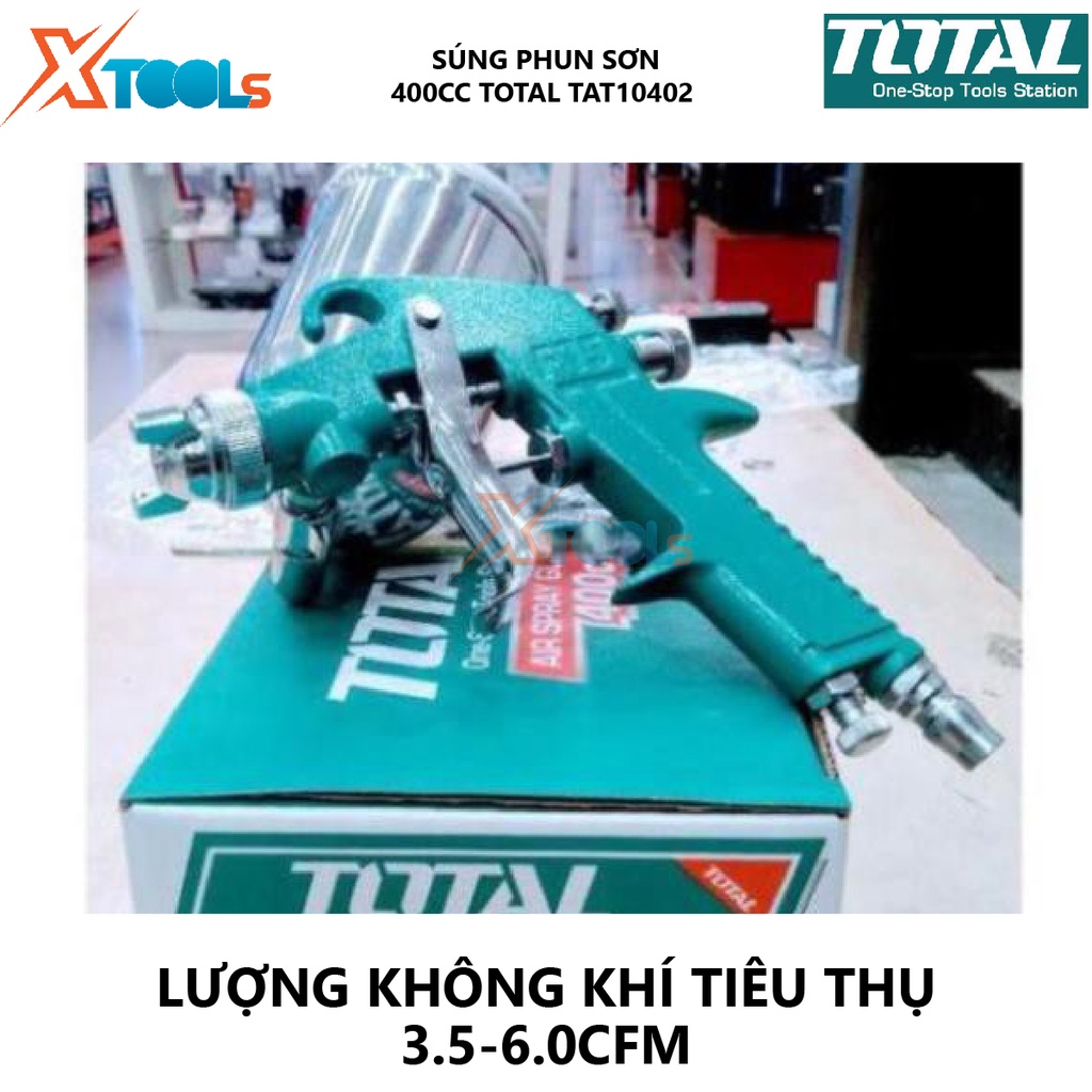 Súng phun sơn khí nén TOTAL TAT10402 thiết bị phun sơn 1.5mm,Áp suất 3.0-4.0 bar,3.5-6.0cfm(99-170l/min), 400cc [XTOOLs]