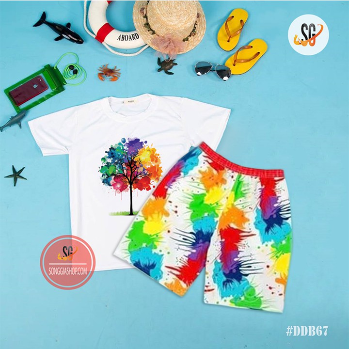 Đồ đi biển nam nữ - Set đi biển gồm áo và quần nổi bật - Chất thun dày dặn làm đồ đồng phục độc đáo DDB67 | DONGPHUCSG