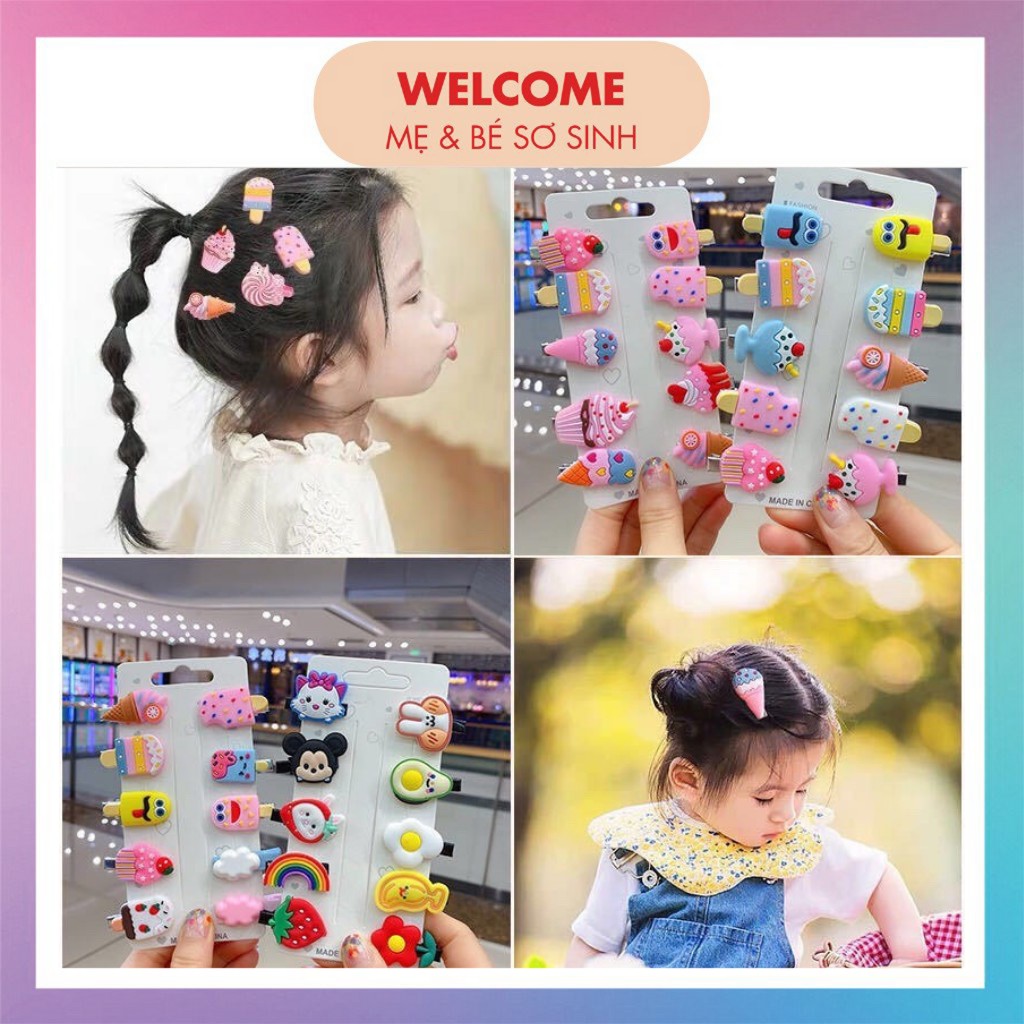 KẸP TÓC ⚡️FREESHIP⚡️ Set 10 Kẹp Tóc Nhiều Hình Dễ Thương Kute Cho Bé Gái
