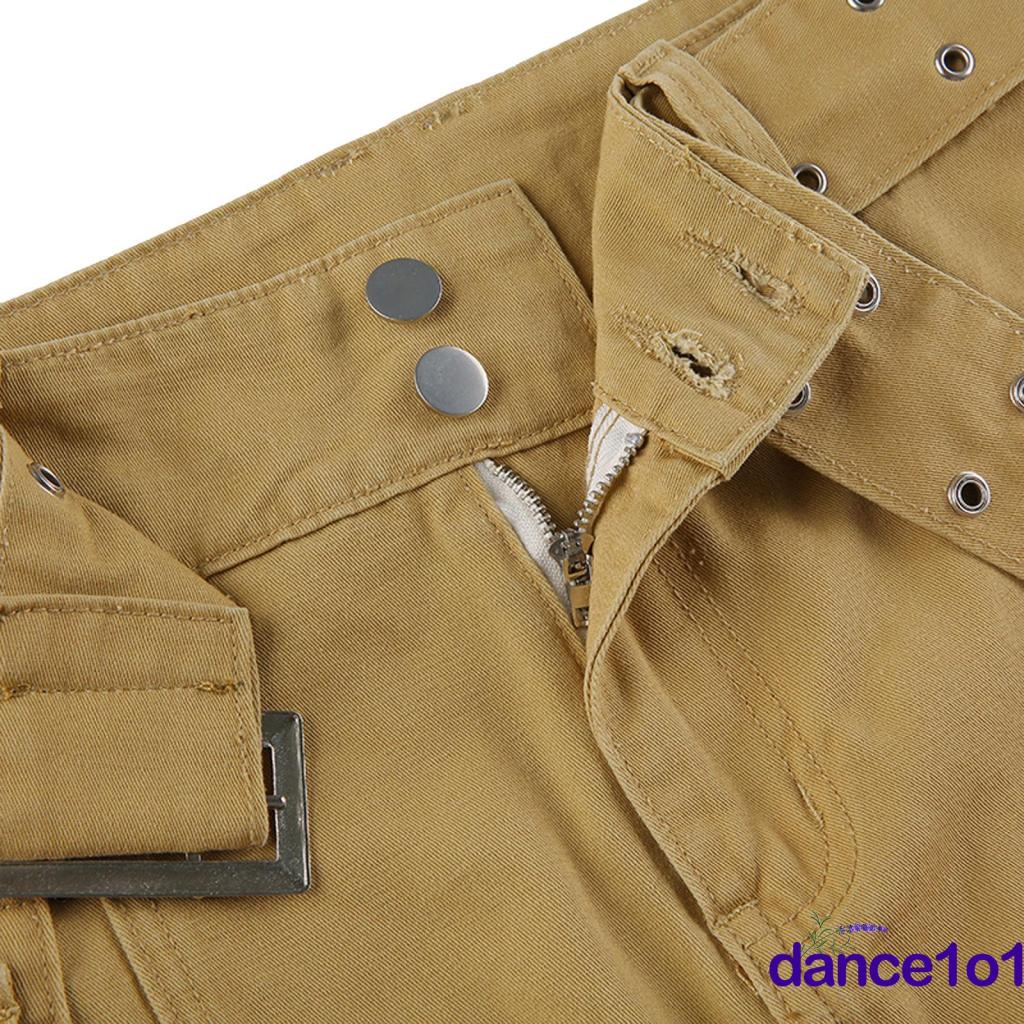 dance1o1-Women´s Mid Waist Solid Color Bodycon Belted Mini Skirt