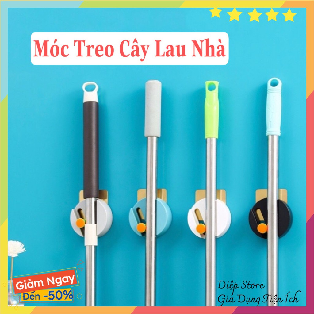 Móc treo cây lau nhà ❤️SALE❤️ Móc dán tường chịu lực kẹp chổi lau nhà thiết kế mới siêu đẹp mắt QC233