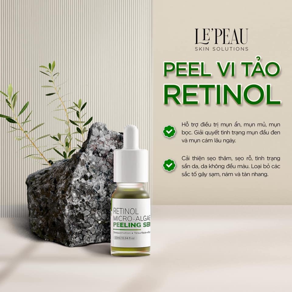 - Peel Da Vi Tảo Retinol Le'Peau Hoàng Thiên Sâm Tái Tạo Da 10ml 3-7 Ngày Xong Liệu Trình Bong da