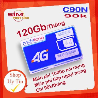Sim 4G Mobi C90N 💝FREEDATA💝 Sim C90N Data tốc độ cao tặng 120Gb/tháng Miễn phí gọi
