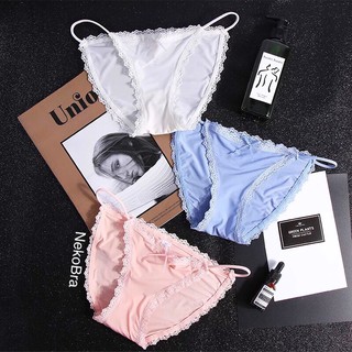 Quần Lót Nữ Vải Thun Su Trơn Phối Dây Viền Ren Mềm Mặc Rất Thoải Mái