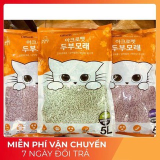 Cát vệ sinh đậu phụ cho mèo ACROPET túi 5lit 100% tự nhiên siêu thấm hương trà xanh, lavender
