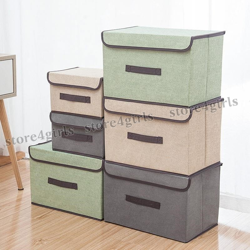 Combo 2 Hộp vải đựng đồ, đựng quần áo, gấp gọn - Thùng đựng đa năng có nắp đậy (lớn &amp; nhỏ) Store4girls