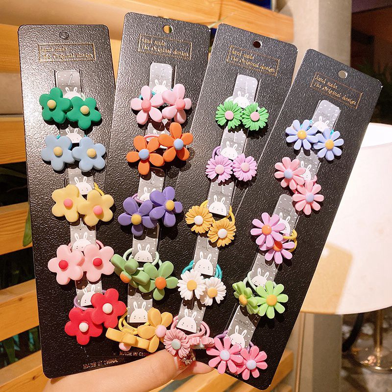 Set 5 Dây Buộc Tóc Đính Hoa Cho Bé Gái