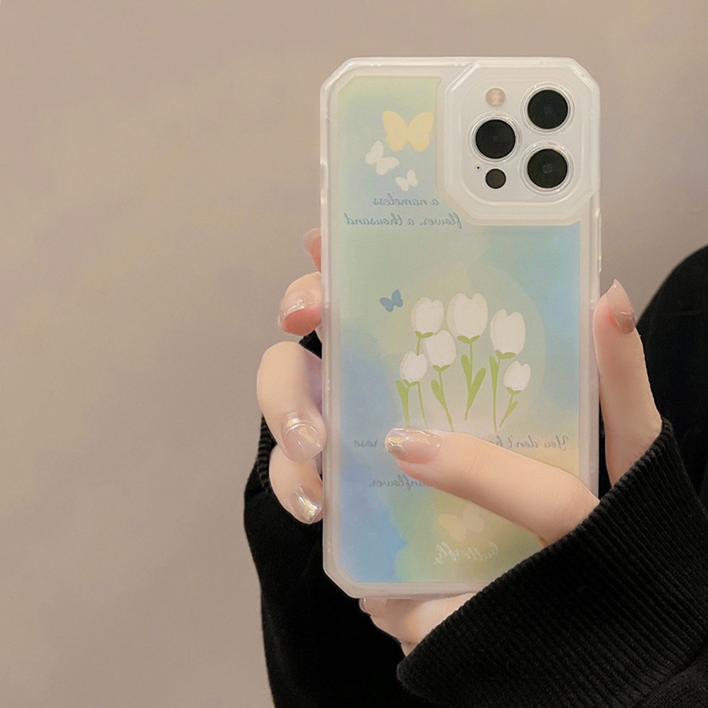 Ốp iphone 11 Ốp Điện Thoại Silicon TPU Mềm Nhám Họa Tiết Hoa Và Bướm Cho iphone 7 8 plus 11 pro max 12 mini 13 XR XS