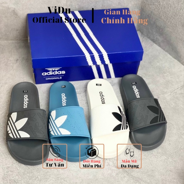 Dép nam thời trang Adidas ViDu 21155 ba màu  họa tiết cỏ 3 lá, hàng cao cấp full box bill