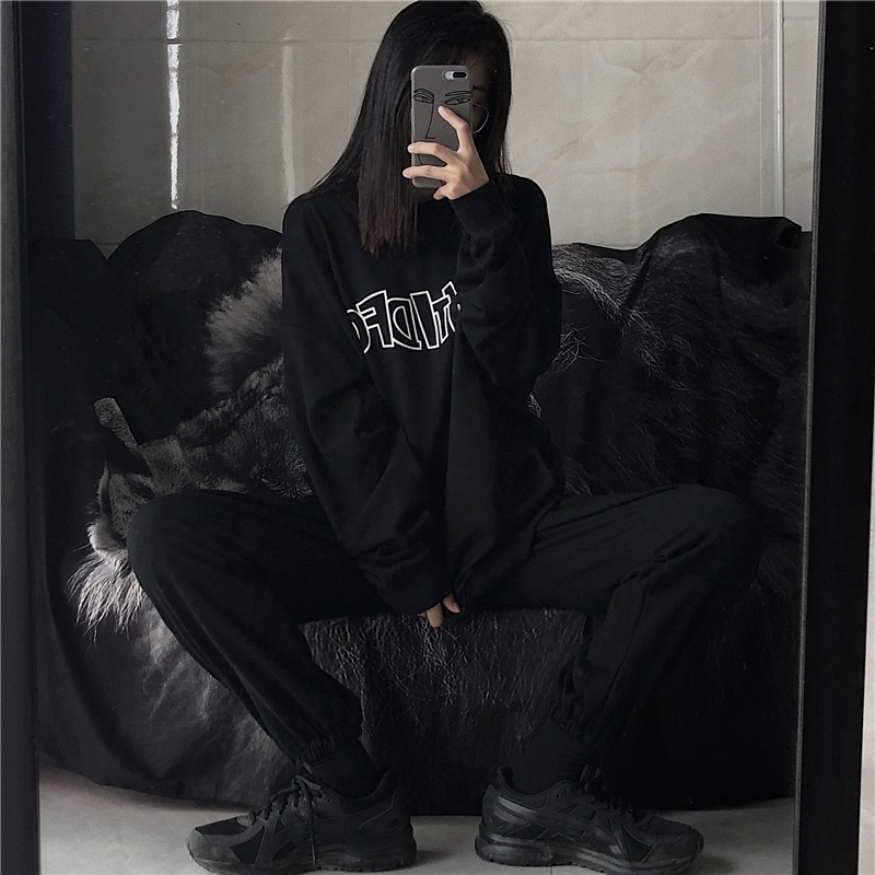 Áo Sweater nỉ mỏng waitmore in chữ Hàn Quốc. Nỉ ngoại dài tay form rộng Ulzzang siêu hot. Áo ulzzang thu đông nam nữ | BigBuy360 - bigbuy360.vn