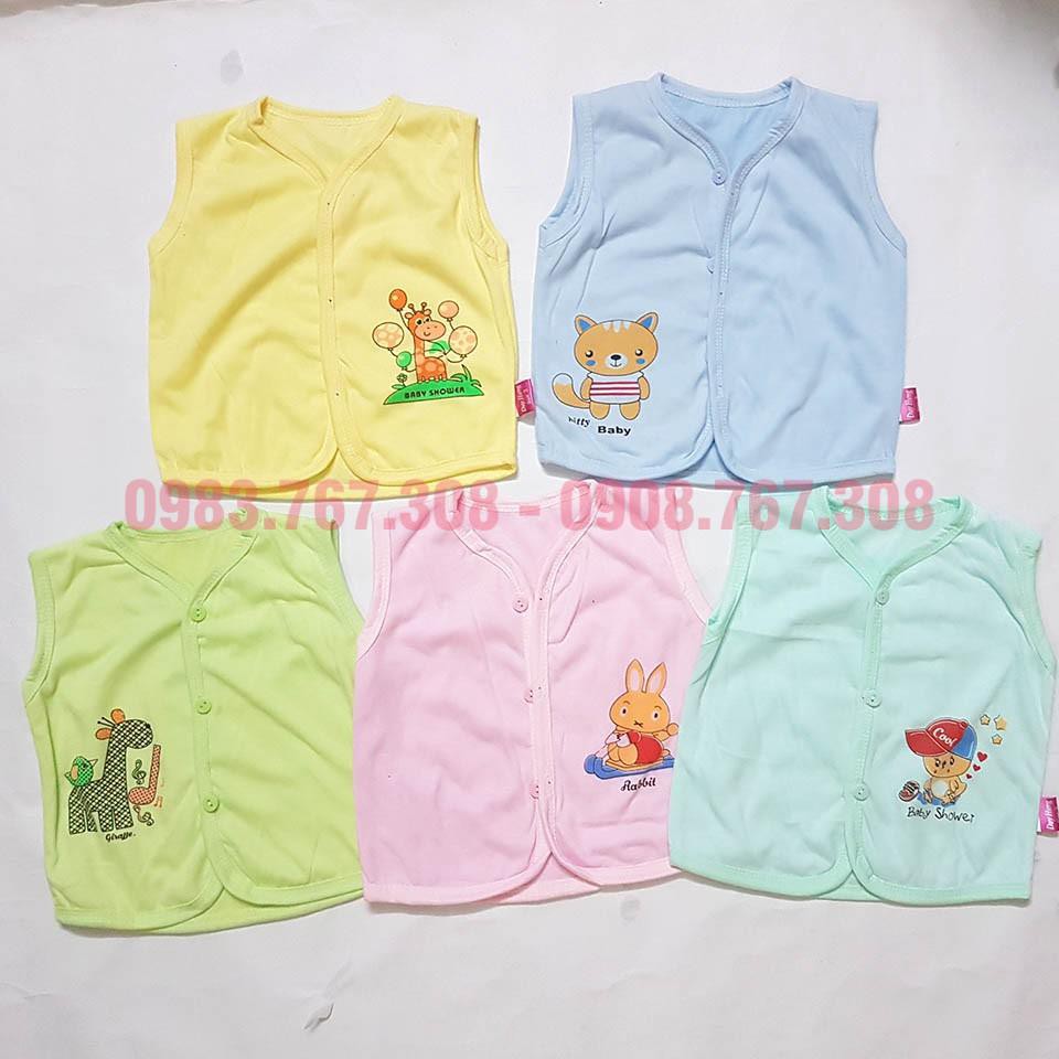 Áo Gile Cotton Sơ Sinh Cho Bé 2 Lớp Đẹp Mắt, Chất Vải Mềm Mại