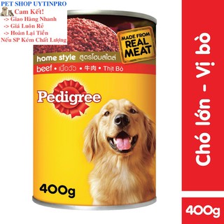 THỨC ĂN PEDIGREE DẠNG PATE, XỐT CHO CHÓ LỚN Vị Bò Lon 400G - Pet shop Uytinpro