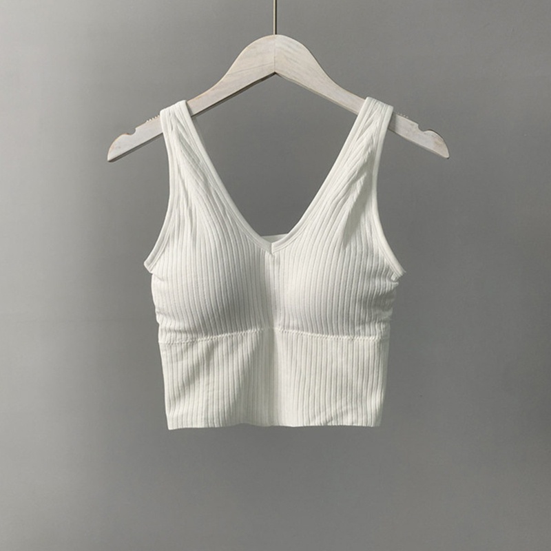 Áo Croptop Sát Nách Dệt Kim Cổ Chữ V Có Mút Nâng Ngực Thời Trang Quyến Rũ Cho Nữ