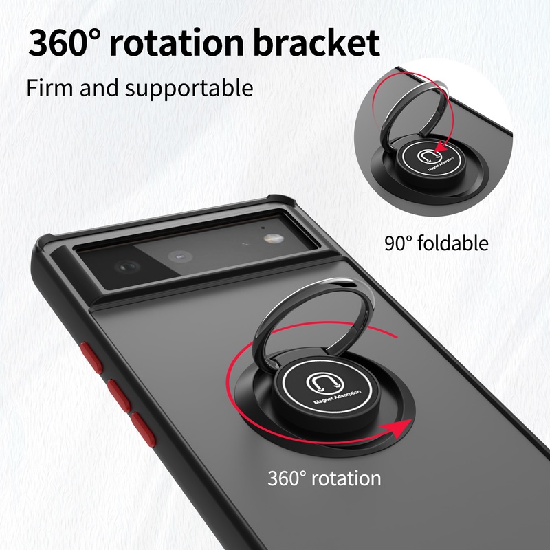 Ốp Điện Thoại TPU Silicon Mặt Nhám Chống Sốc Chống Dấu Vân Tay Tích Hợp Nhẫn Giữ Nam Châm Cho Google Pixel 6 / 6 Pro