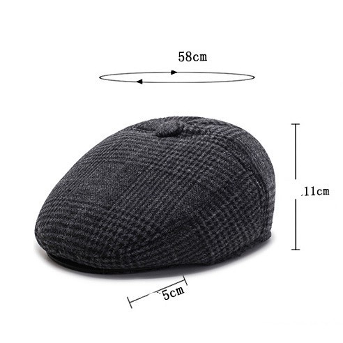 Sale lớn Mua Ngay Mũ nồi – Nón beret kẻ caro có khuy thiết kế che tai ấm áp- Món quà ý nghĩa dành tặng người thân