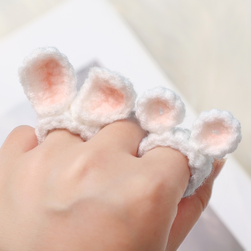 Nhẫn Đan Len Họa Tiết Tai Gấu/Thỏ Dễ Thương Có Thể Điều Chỉnh Thời Trang Cho Nữ