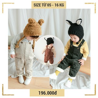 Thời trang Quần áo trẻ em trẻ con bé trai gái yếm nhung cho bé trai và bé gái từ 1 2 3 4 5 tuổi