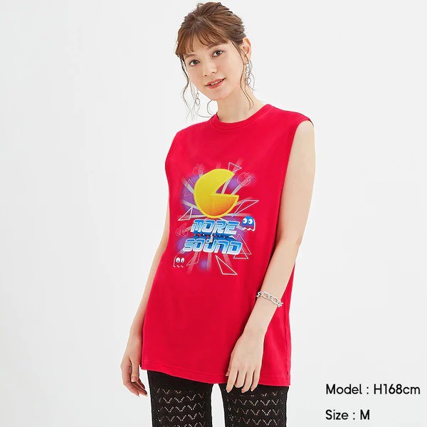 GUJAPAN_Áo sát nách Nữ dáng Tank top - WOMEN Tunic T-Shirt (sleeveless) PAC-MAN 🥰