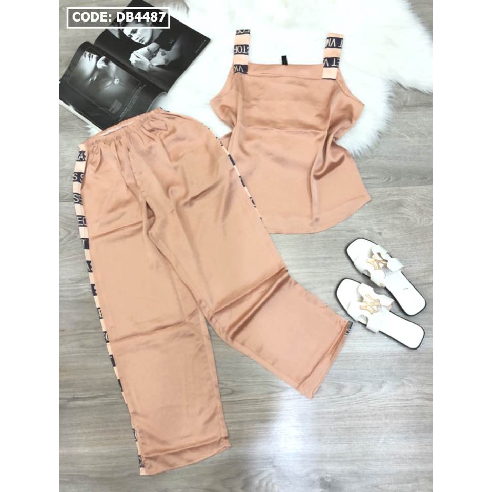 Đồ Bộ Satin Quần Dài Ống Xẻ Phối Áo 2 Dây | BigBuy360 - bigbuy360.vn
