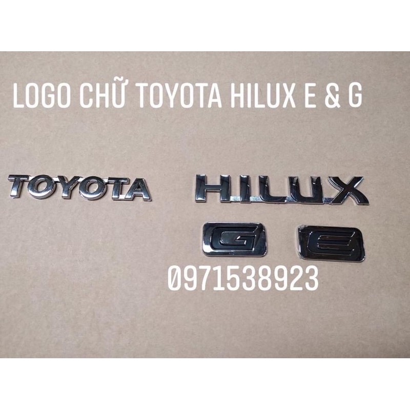 Logo chữ nổi Toyota Hilux, 3.0, D4D, E, G dán thân xe