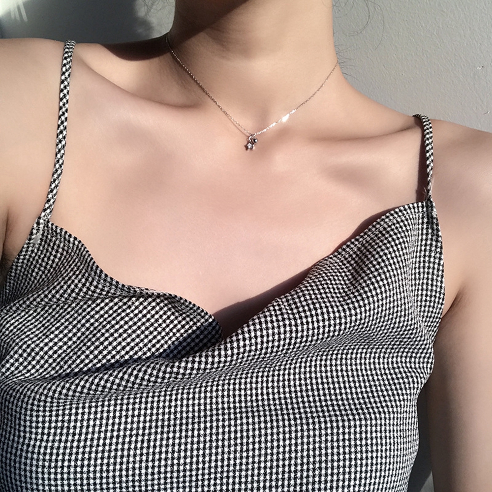 1 Vòng cổ Bạc Mặt Ngôi Sao Đính Pha Lê