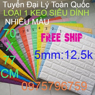 [FREE SHIP] Xốp dán tường 3D giả gạch dày 5mm Loại 1 Siêu Dính