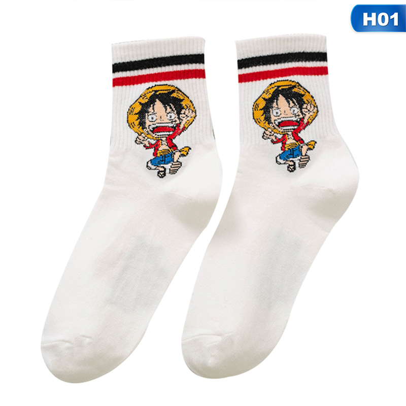 flowersqueen Vớ Cotton Nữ Mềm Mại In Hình Nhân Vật Hoạt Hình One Piece