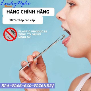 Dụng cụ nạo lưỡi, cạo lưỡi, vệ sinh lưỡi người lớn bằng inox, thép không gỉ hết rêu lưỡi, hơi thở hôi tặng kèm hộp