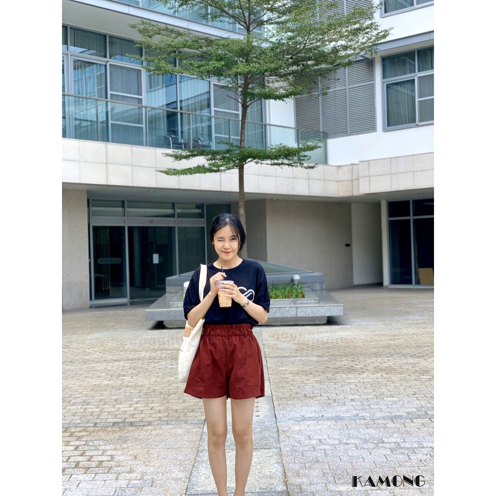 Quần short nữ ống rộng KAMONG lưng thun chất liệu short nhung kiểu dáng trẻ trung, năng động Q001. | BigBuy360 - bigbuy360.vn