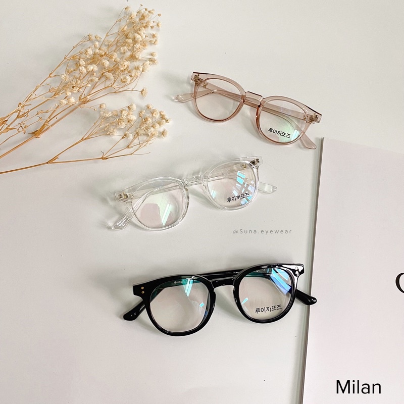 Gọng kính cận GM Milan dáng tròn nhựa dẻo ( đinh vàng, loại 1 )