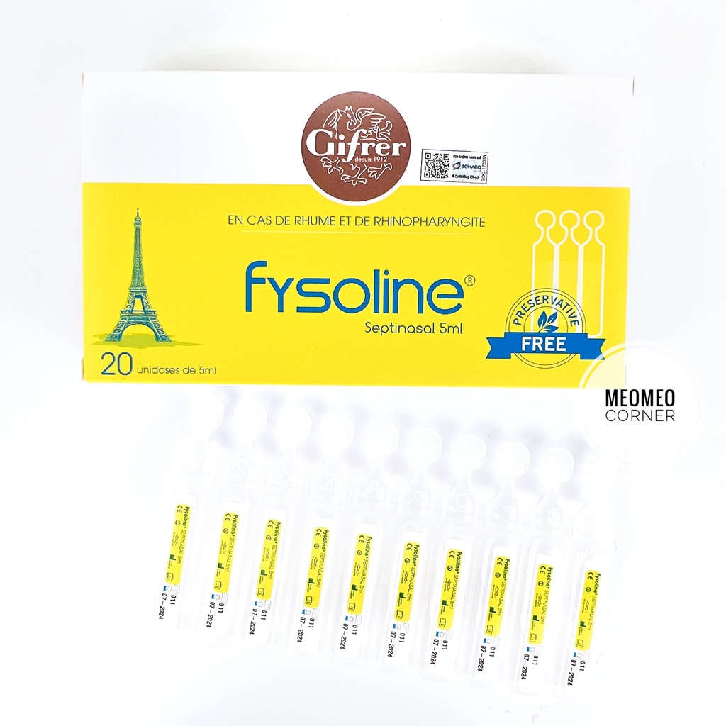 Nước muối sinh lý Fysoline Gifrer - Vệ sinh mắt , mũi , miệng cho bé fysoline vàng &amp; hồng