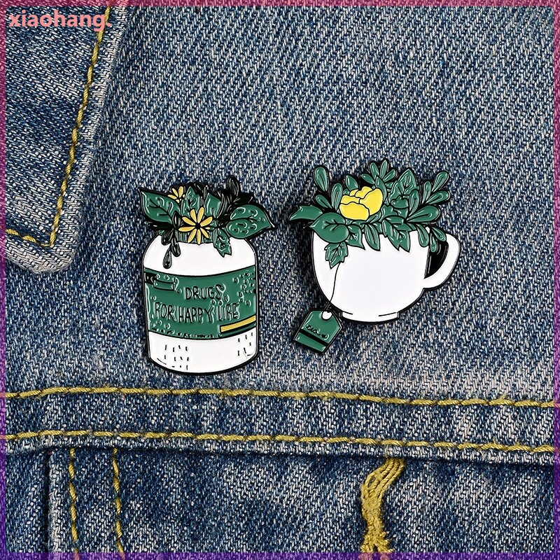 Huy hiệu cài áo làm từ hợp kim kẽm chủ đề cây lá độc đáo