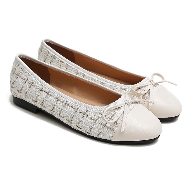 Giày bệt búp bê nữ phối dạ đính nơ xin xắn hàng chuẩn đẹp_B24