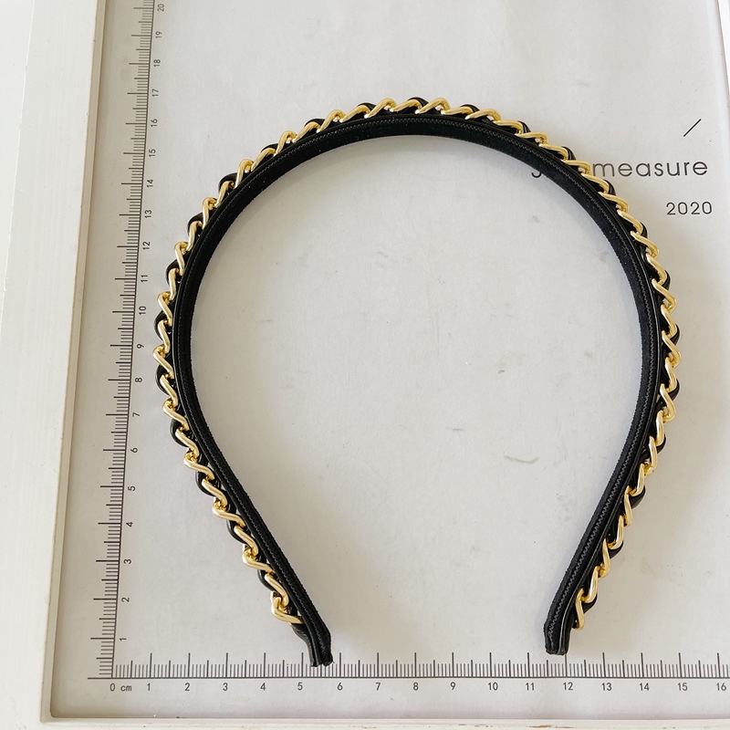 Băng Đô Dây Xích Bằng Da Kiểu Dáng Đơn Giản Hợp Thời Trang