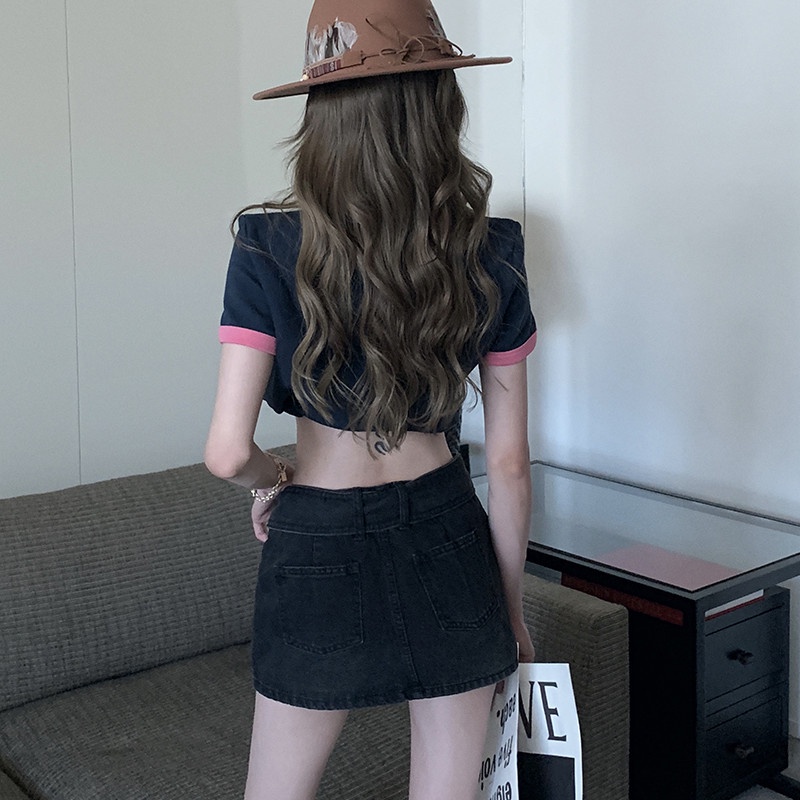 Chân Váy Denim Chữ A Lưng Cao Thời Trang Mùa Hè Cho Bé Gái