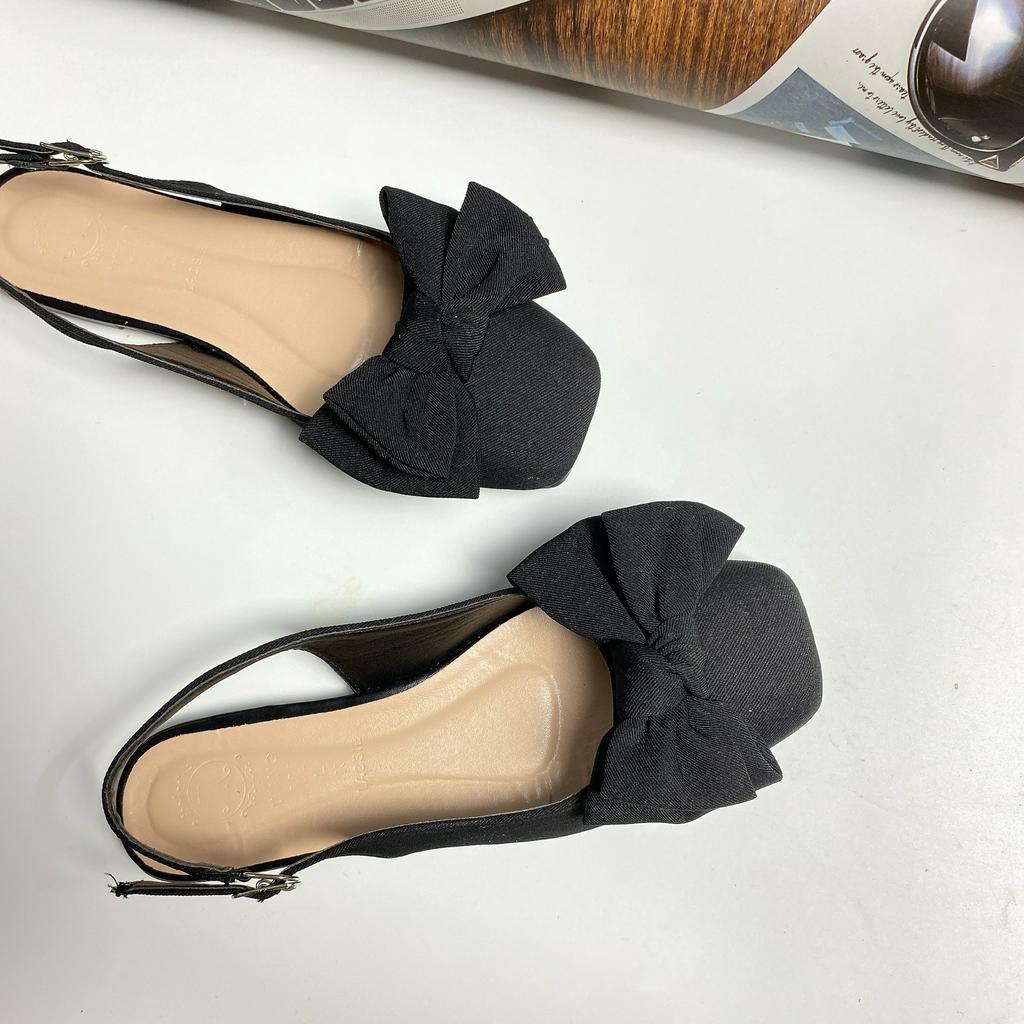 Giày sandal nữ nơ cực xinh êm chân mang đi chơi, đi học