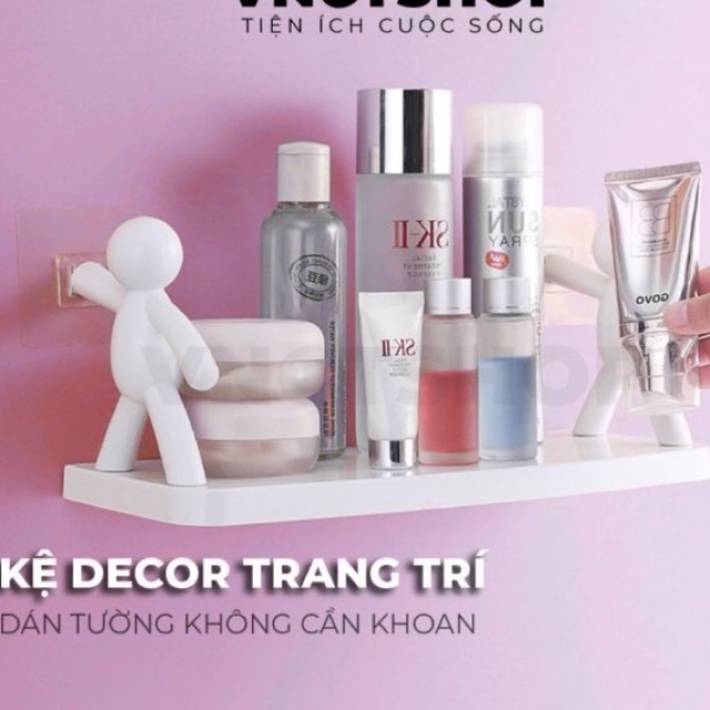 Kệ Hình Nhân Decor Nhà Tắm, Kệ Nhựa Nhà Bếp Dán Tường Siêu Dính Chịu Lực lên đến 3kg