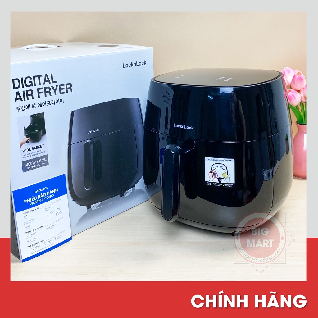 Nồi chiên không dầu điện tử LocknLock Digital Air Fryer 3.2L EJF273BLK - Nồi chiên 3.2L Lock&amp;Lock EJF273 nhỏ gọn tiện lợ