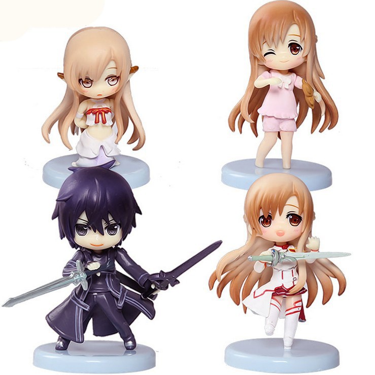 Set 4 mô hình figure SAO Kirito Asuna Niitengo Ver 6cm - Sword art online | Baystore