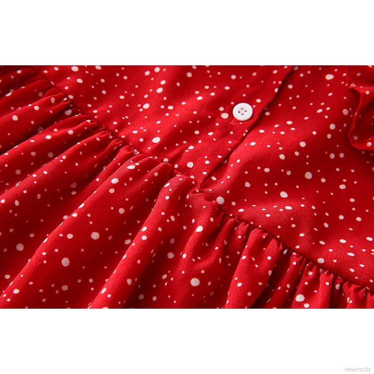 Đầm công chúa tay dài hoạ tiết chấm bi phong cách Hàn Quốc cho bé gái