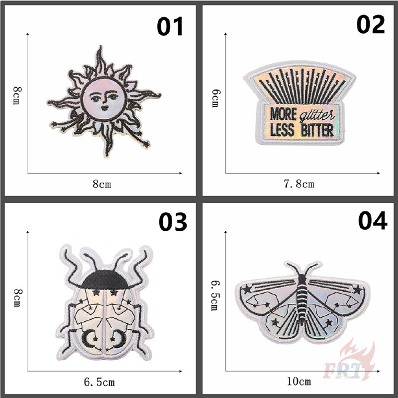 1 Miếng Dán Ủi Quần Áo Hình Côn Trùng Và Mặt Trời Màu Holographic