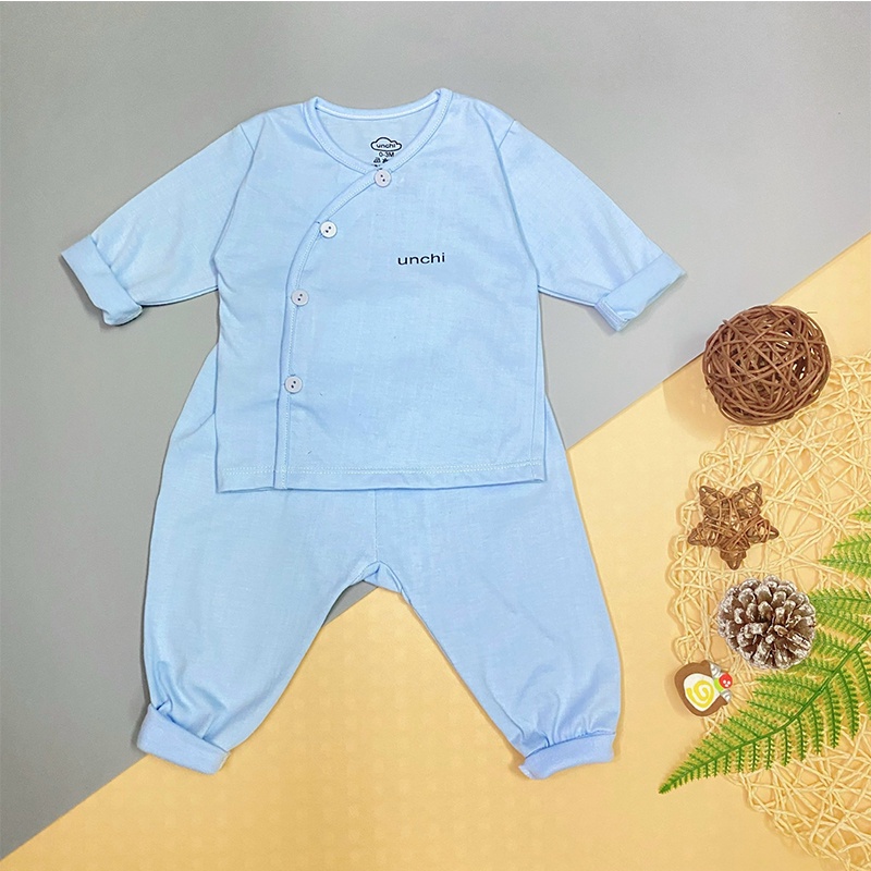 Bộ Dài Tay Thu Đông Cho Bé Sơ Sinh Cotton Cúc Lệch , Hàng Đẹp Nhiều Màu _ B3
