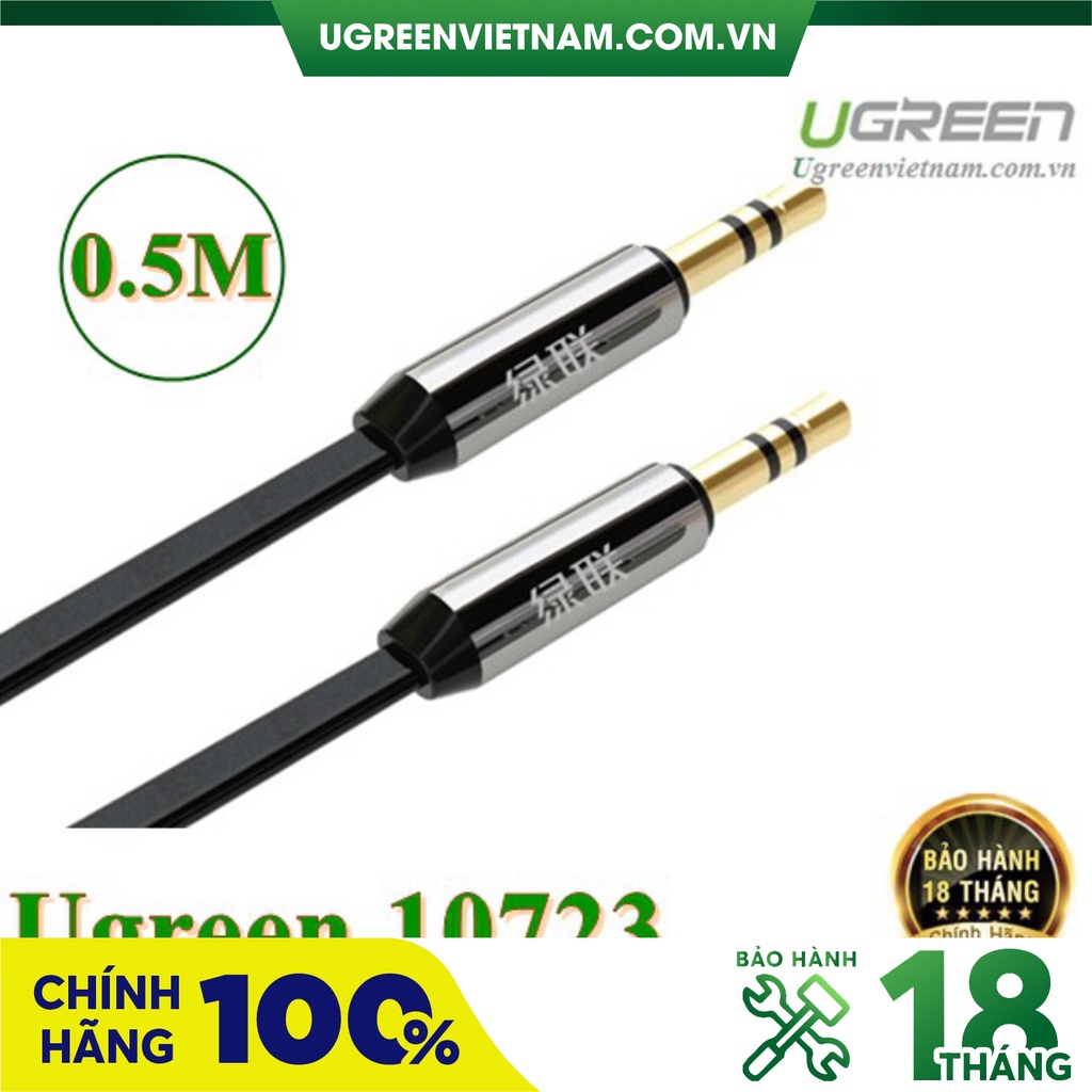 Cáp Audio 3.5mm 0.5M Ugreen 2 đầu mạ vàng 24K chính hãng Ugreen 10723