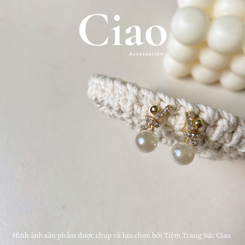 [HOẢ TỐC 1H] Khuyên tai/ Bông tai mạ bạc S925 thiết kế charm hạt trai tinh tế Glenda Ciao
