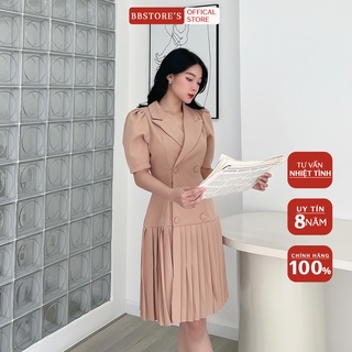 Bbstore's đầm công sở kiểu váy dập ly cổ vest -d941