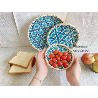 Mẹt tre đan thưa đan hoa thị size 25cm