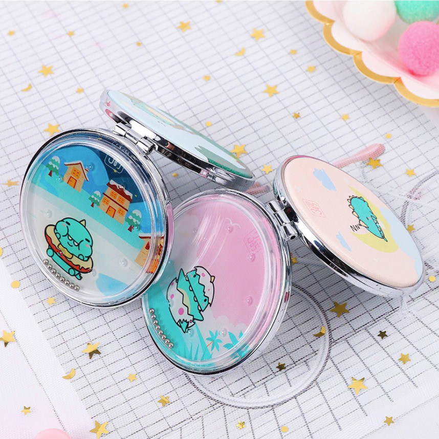 Gương tròn 2 mặt cầm tay mini Mua Tất khủng long (muatatshop)