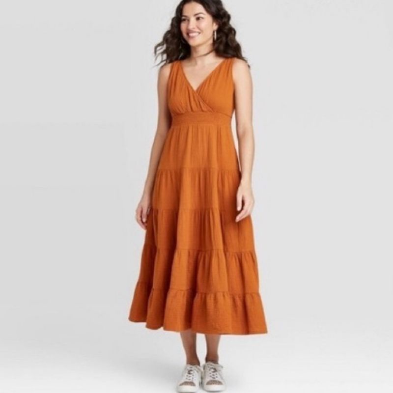 Tiered babydoll maxi dress vnxk đầm baby doll dáng dài xoè nhiều tầng chất linen đũi xuất khẩu dư xịn